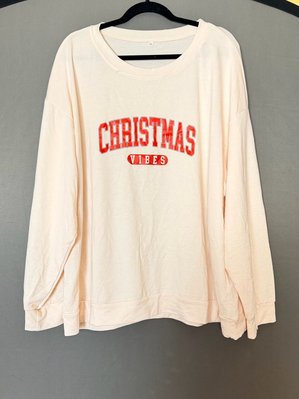 Cream 'Christmas Vibes' Crewneck Sweatshirt
